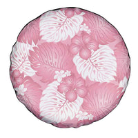 Pink Aloha Hawaii Spare Tire Cover Monstera Hibiscus Plumeria Seamless Vibes - Polynesian Pride