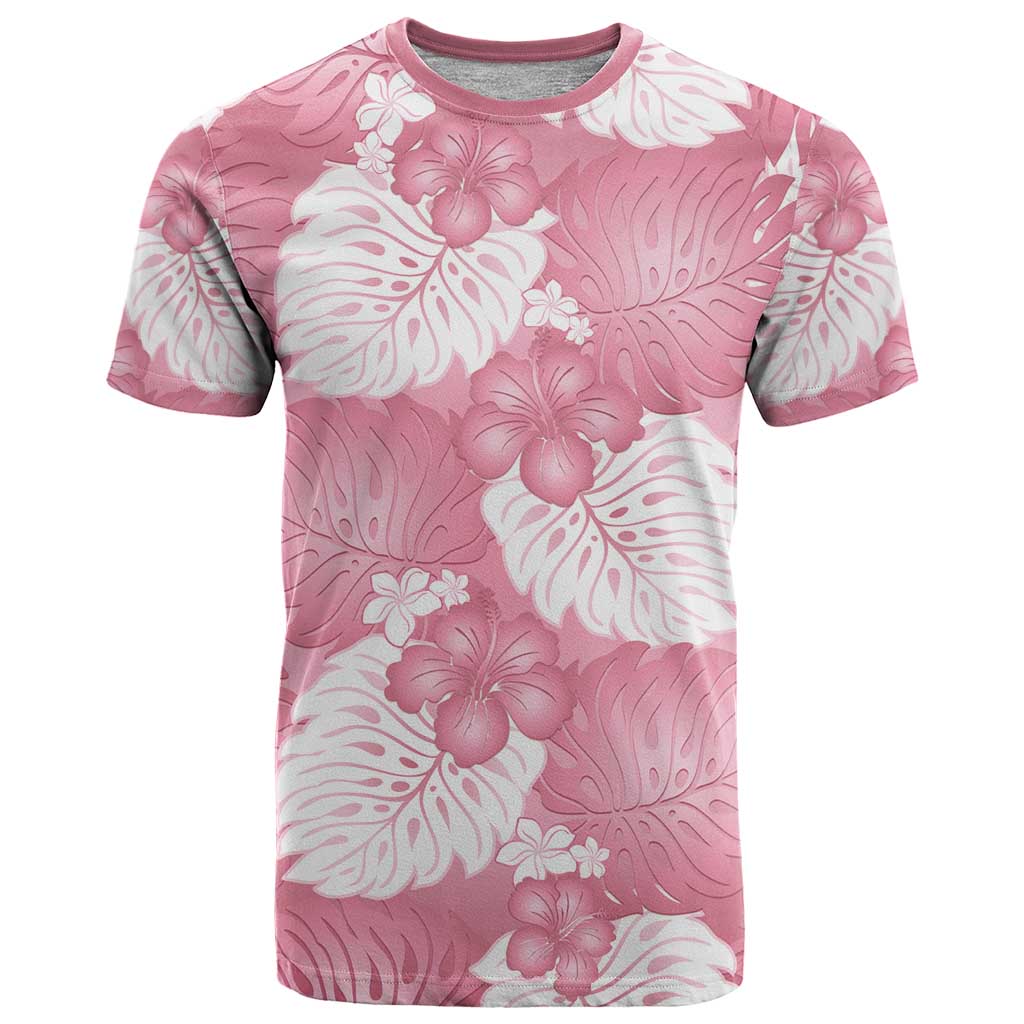 Pink Aloha Hawaii T Shirt Monstera Hibiscus Plumeria Seamless Vibes - Polynesian Pride