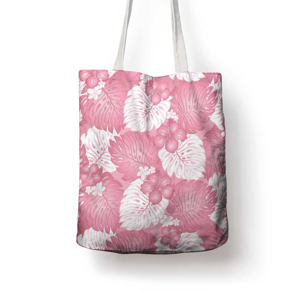 Pink Aloha Hawaii Tote Bag Monstera Hibiscus Plumeria Seamless Vibes - Polynesian Pride