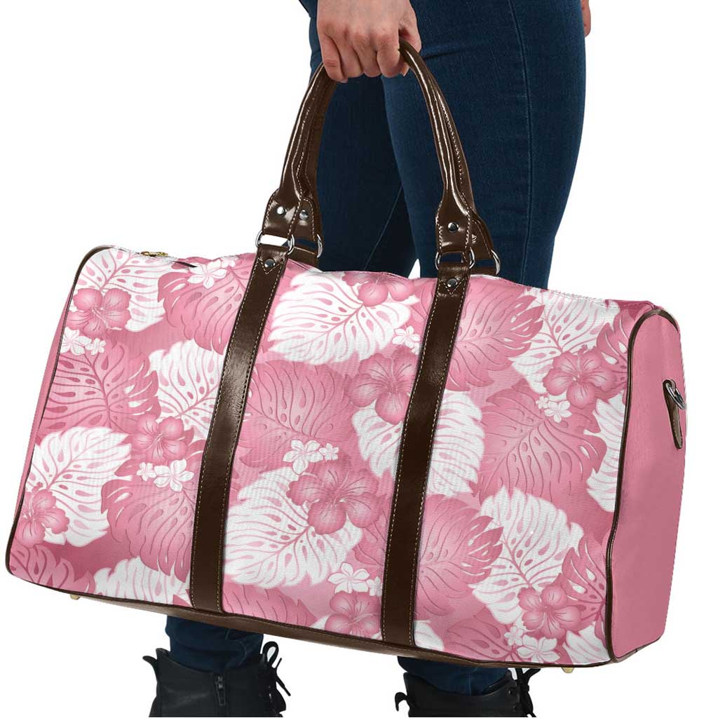 Pink Aloha Hawaii Travel Bag Monstera Hibiscus Plumeria Seamless Vibes - Polynesian Pride