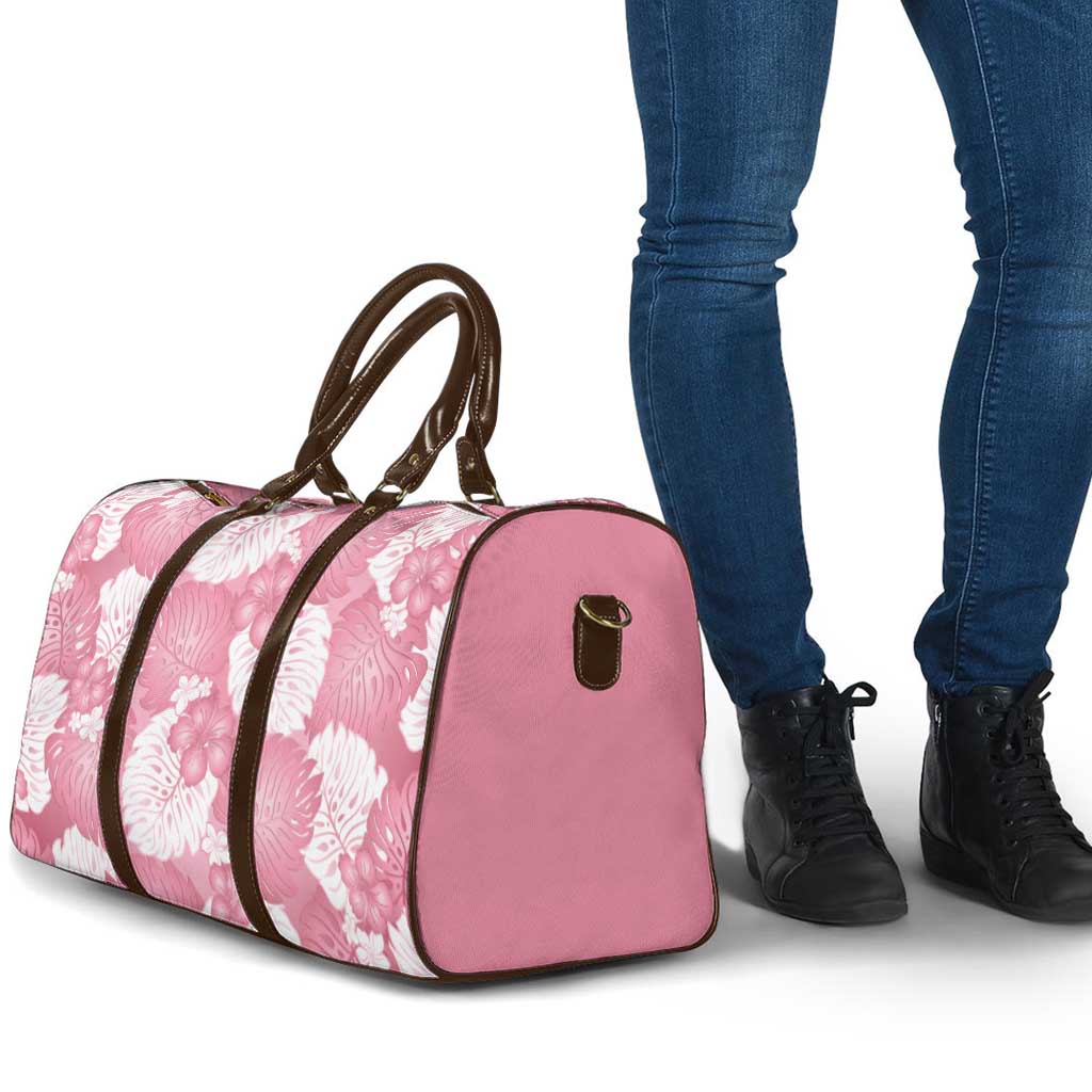 Pink Aloha Hawaii Travel Bag Monstera Hibiscus Plumeria Seamless Vibes - Polynesian Pride