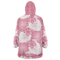 Pink Aloha Hawaii Wearable Blanket Hoodie Monstera Hibiscus Plumeria Seamless Vibes - Polynesian Pride