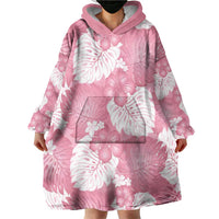 Pink Aloha Hawaii Wearable Blanket Hoodie Monstera Hibiscus Plumeria Seamless Vibes - Polynesian Pride