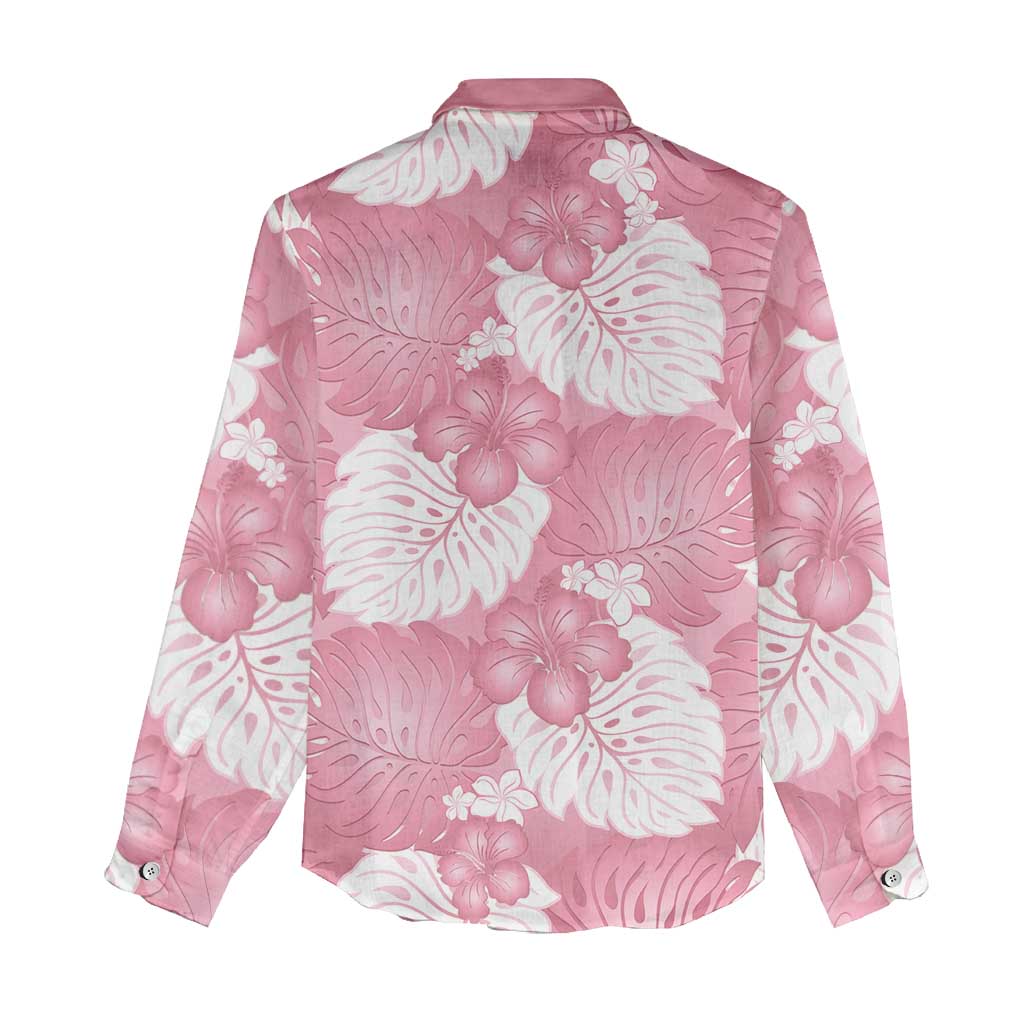 Pink Aloha Hawaii Women Casual Shirt Monstera Hibiscus Plumeria Seamless Vibes - Polynesian Pride