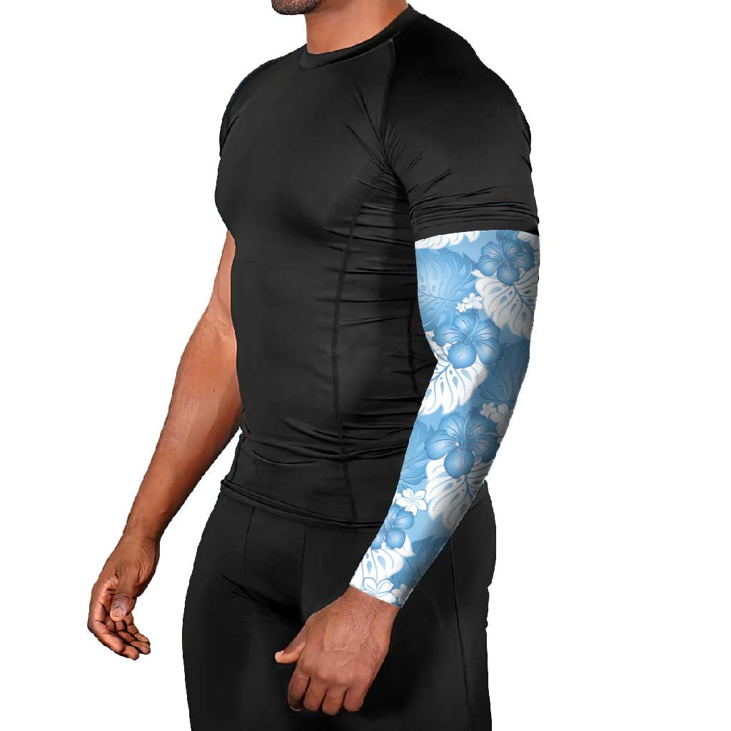 Blue Aloha Hawaii Arm Sleeves Monstera Hibiscus Plumeria Seamless Vibes - Polynesian Pride