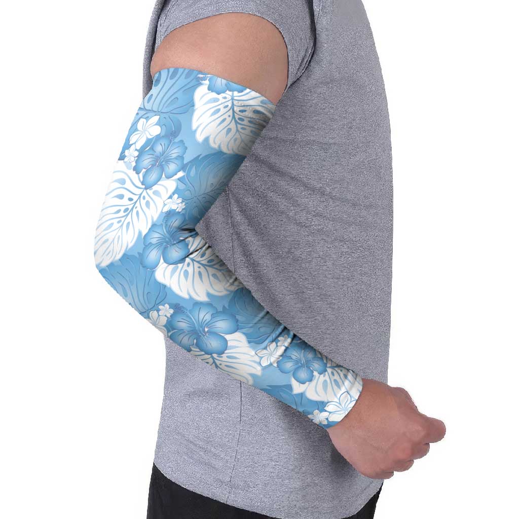 Blue Aloha Hawaii Arm Sleeves Monstera Hibiscus Plumeria Seamless Vibes - Polynesian Pride