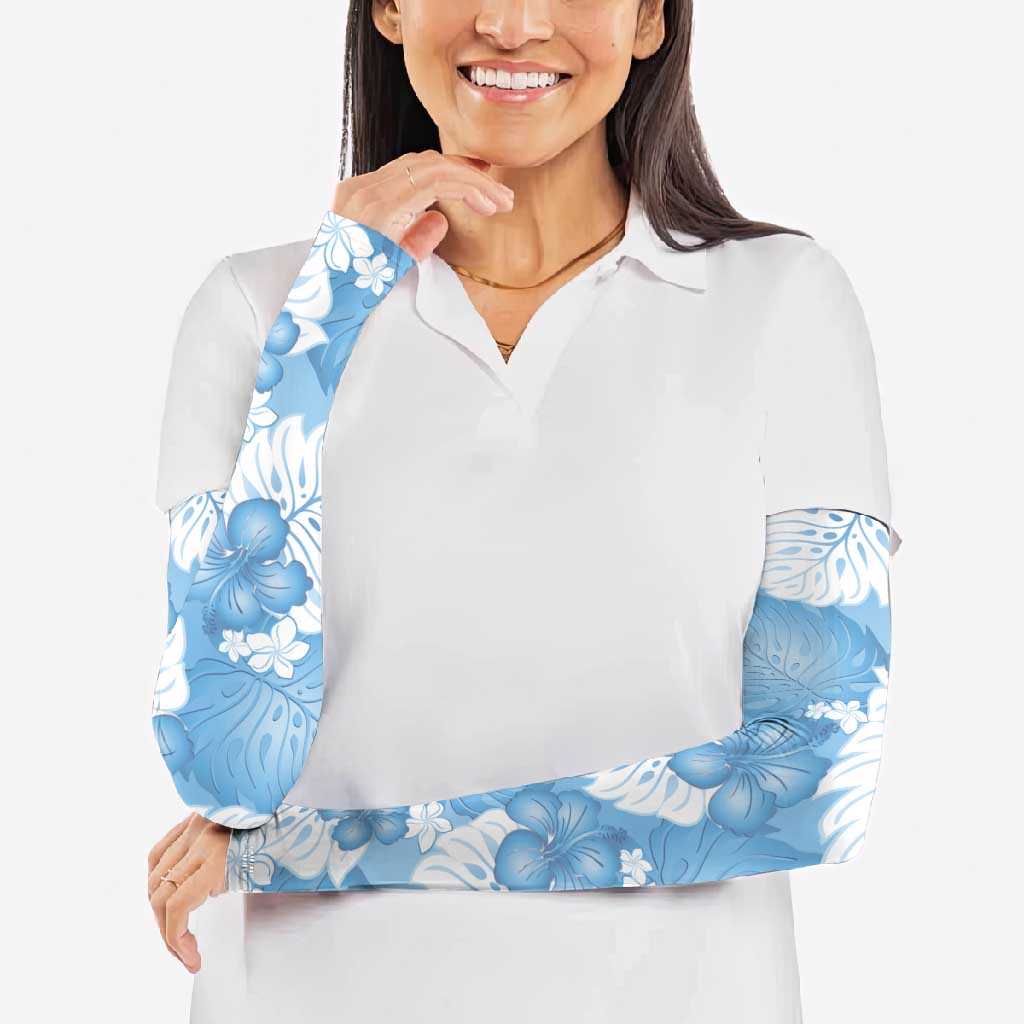 Blue Aloha Hawaii Arm Sleeves Monstera Hibiscus Plumeria Seamless Vibes - Polynesian Pride
