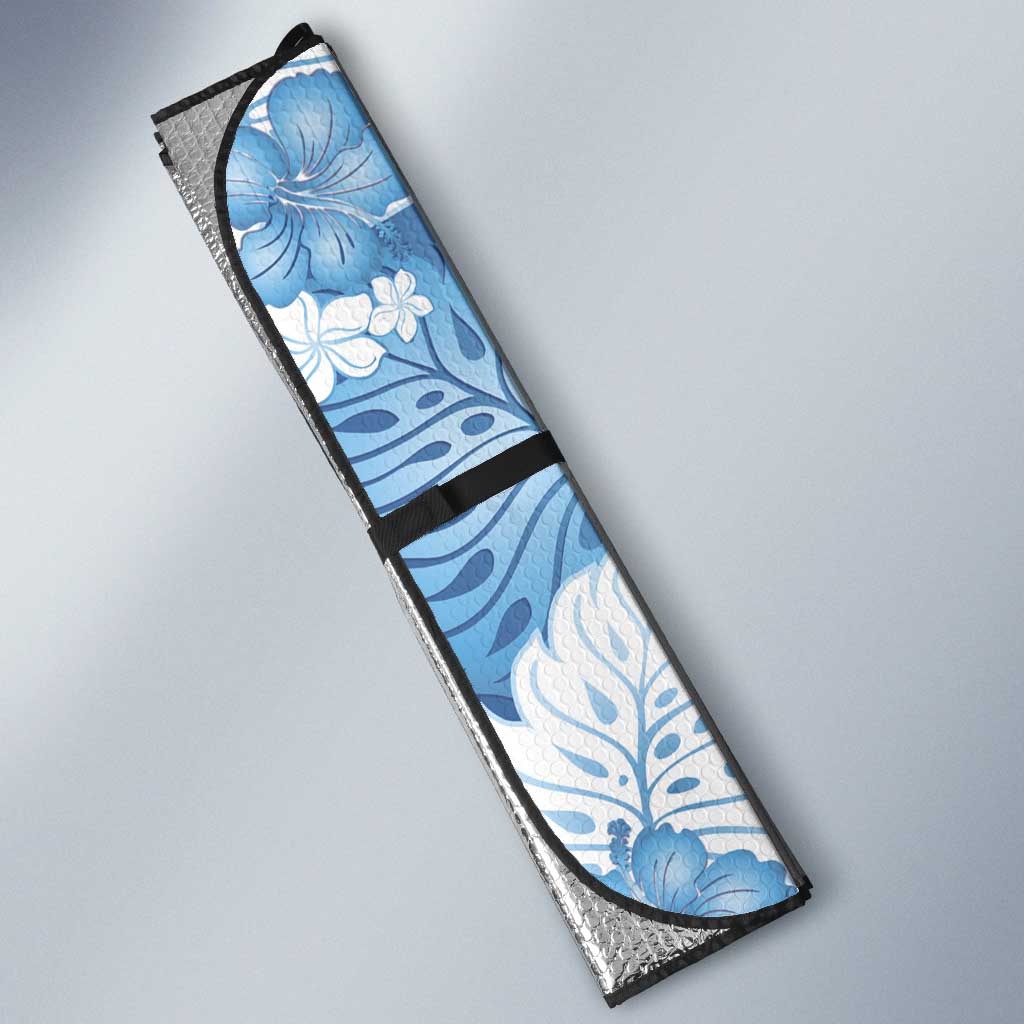 Blue Aloha Hawaii Auto Sun Shade Monstera Hibiscus Plumeria Seamless Vibes - Polynesian Pride
