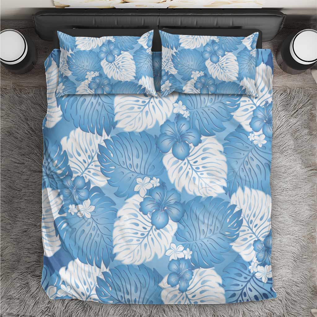 Blue Aloha Hawaii Bedding Set Monstera Hibiscus Plumeria Seamless Vibes - Polynesian Pride
