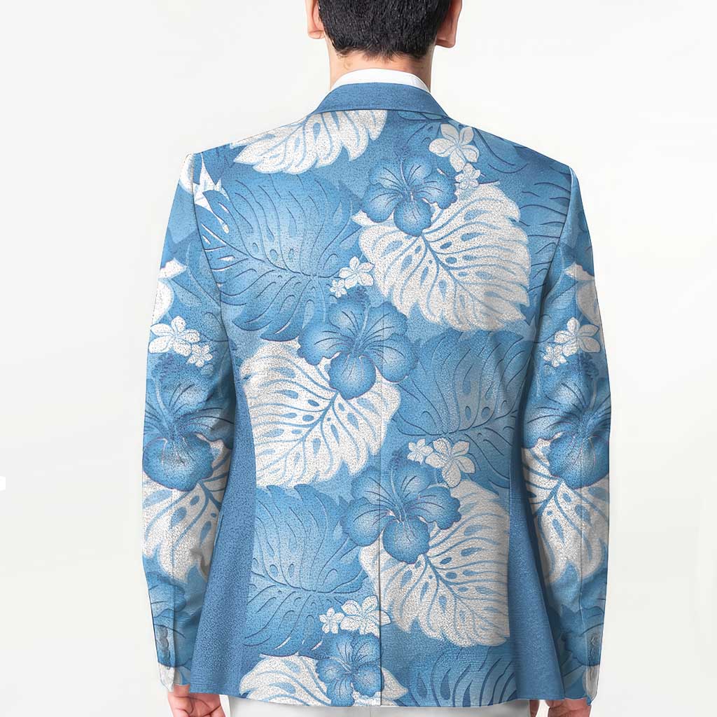 Blue Aloha Hawaii Blazer Monstera Hibiscus Plumeria Seamless Vibes - Polynesian Pride