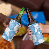 Blue Aloha Hawaii 4 in 1 Can Cooler Tumbler Monstera Hibiscus Plumeria Seamless Vibes - Polynesian Pride