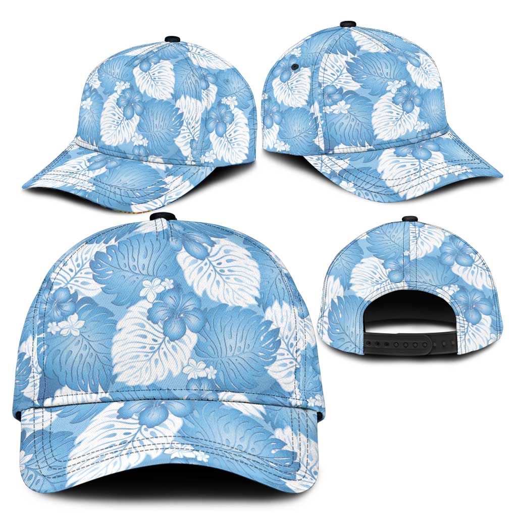 Blue Aloha Hawaii Classic Cap Monstera Hibiscus Plumeria Seamless Vibes - Polynesian Pride