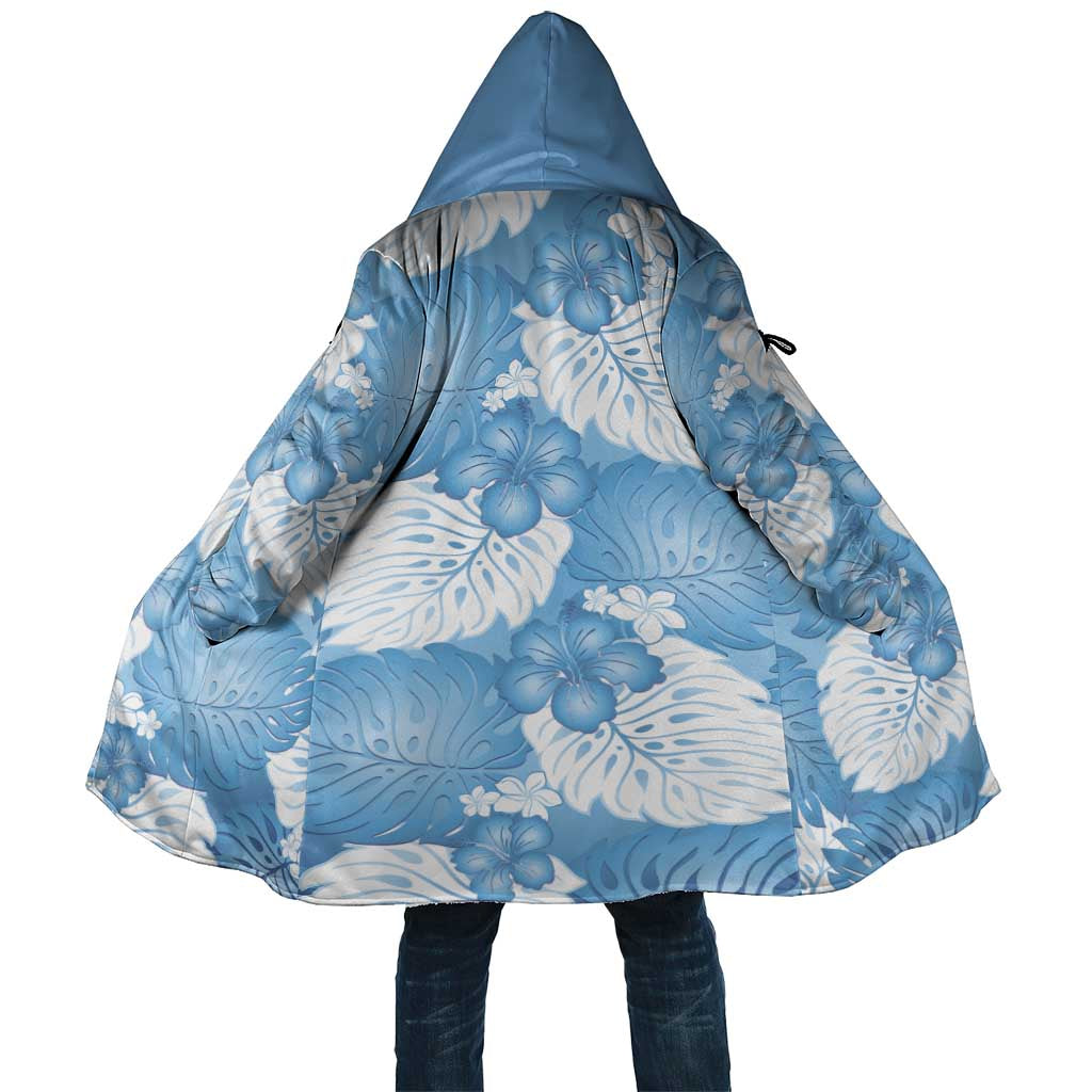 Blue Aloha Hawaii Cloak Monstera Hibiscus Plumeria Seamless Vibes - Polynesian Pride