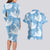 Blue Aloha Hawaii Couples Matching Long Sleeve Bodycon Dress and Hawaiian Shirt Monstera Hibiscus Plumeria Seamless Vibes - Polynesian Pride