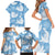 Blue Aloha Hawaii Family Matching Short Sleeve Bodycon Dress and Hawaiian Shirt Monstera Hibiscus Plumeria Seamless Vibes - Polynesian Pride