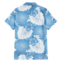 Blue Aloha Hawaii Family Matching Short Sleeve Bodycon Dress and Hawaiian Shirt Monstera Hibiscus Plumeria Seamless Vibes LT14 - Polynesian Pride