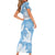 Blue Aloha Hawaii Family Matching Short Sleeve Bodycon Dress and Hawaiian Shirt Monstera Hibiscus Plumeria Seamless Vibes - Polynesian Pride