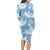 Blue Aloha Hawaii Long Sleeve Bodycon Dress Monstera Hibiscus Plumeria Seamless Vibes - Polynesian Pride