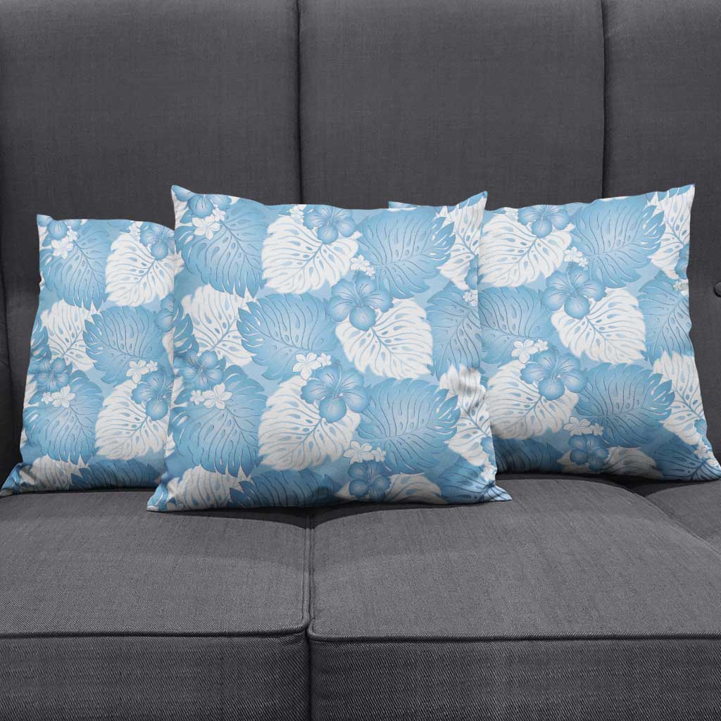 Blue Aloha Hawaii Pillow Cover Monstera Hibiscus Plumeria Seamless Vibes - Polynesian Pride