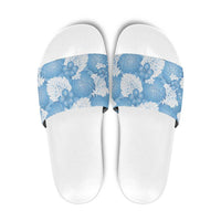 Blue Aloha Hawaii Slide Sandals Monstera Hibiscus Plumeria Seamless Vibes - Polynesian Pride