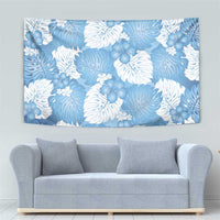 Blue Aloha Hawaii Tapestry Monstera Hibiscus Plumeria Seamless Vibes - Polynesian Pride