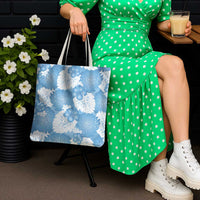 Blue Aloha Hawaii Tote Bag Monstera Hibiscus Plumeria Seamless Vibes - Polynesian Pride