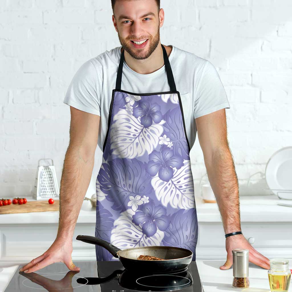 Purple Aloha Hawaii Apron Monstera Hibiscus Plumeria Seamless Vibes - Polynesian Pride