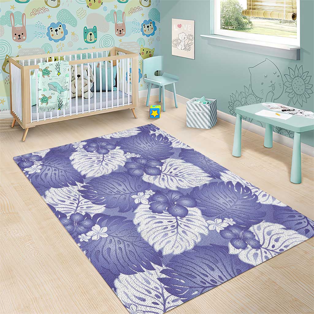 Purple Aloha Hawaii Area Rug Monstera Hibiscus Plumeria Seamless Vibes - Polynesian Pride