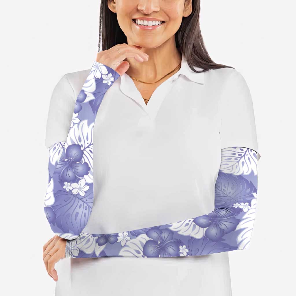 Purple Aloha Hawaii Arm Sleeves Monstera Hibiscus Plumeria Seamless Vibes - Polynesian Pride