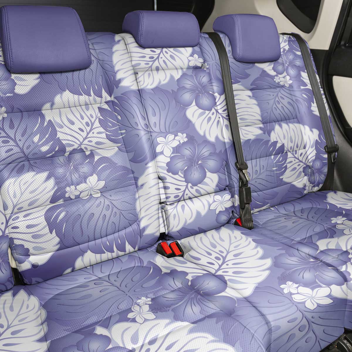 Purple Aloha Hawaii Back Car Seat Cover Monstera Hibiscus Plumeria Seamless Vibes - Polynesian Pride