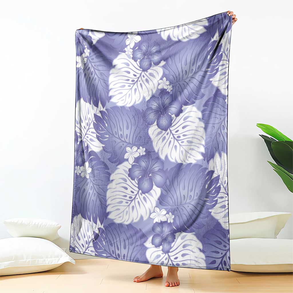 Purple Aloha Hawaii Blanket Monstera Hibiscus Plumeria Seamless Vibes - Polynesian Pride