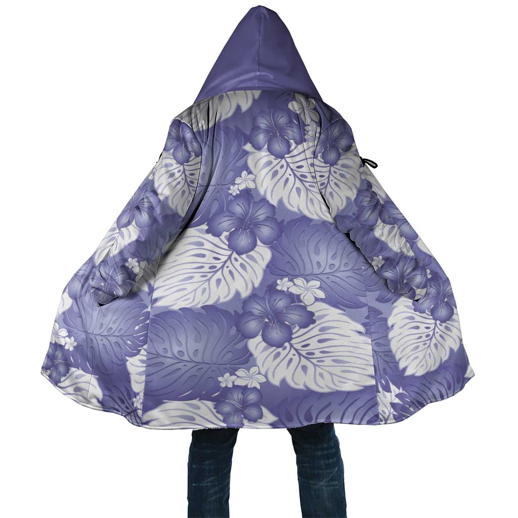 Purple Aloha Hawaii Cloak Monstera Hibiscus Plumeria Seamless Vibes - Polynesian Pride