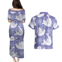 Purple Aloha Hawaii Couples Matching Puletasi and Hawaiian Shirt Monstera Hibiscus Plumeria Seamless Vibes LT14 - Polynesian Pride