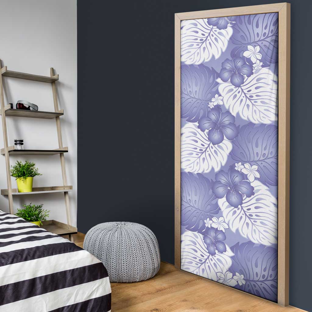 Purple Aloha Hawaii Door Cover Monstera Hibiscus Plumeria Seamless Vibes - Polynesian Pride