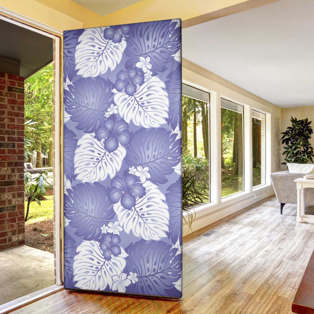 Purple Aloha Hawaii Door Cover Monstera Hibiscus Plumeria Seamless Vibes - Polynesian Pride