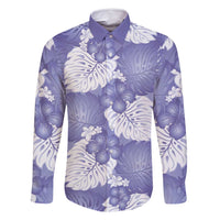 Purple Aloha Hawaii Family Matching Mermaid Dress and Hawaiian Shirt Monstera Hibiscus Plumeria Seamless Vibes LT14 Dad's Shirt - Long Sleeve Purple - Polynesian Pride