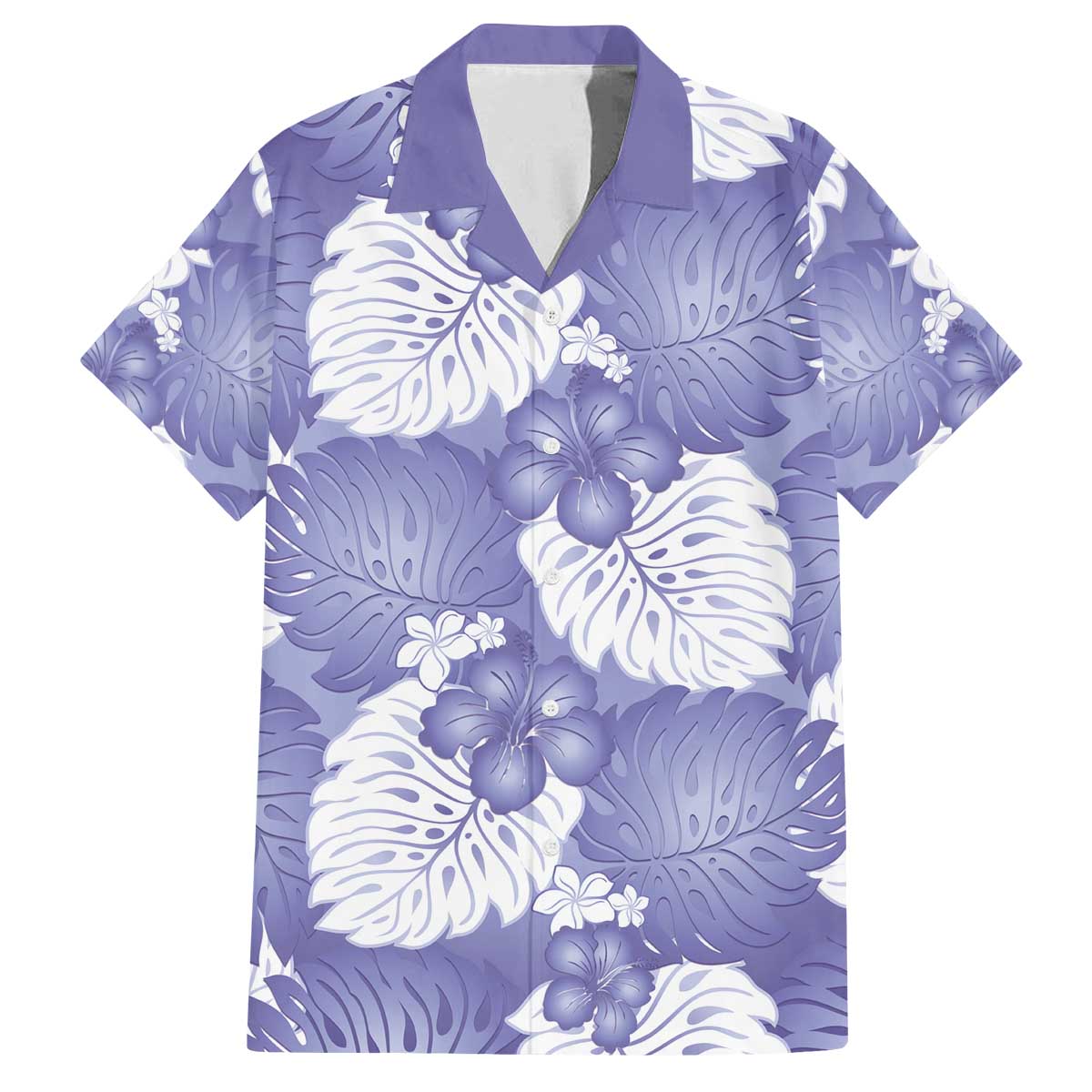 Purple Aloha Hawaii Family Matching Off The Shoulder Long Sleeve Dress and Hawaiian Shirt Monstera Hibiscus Plumeria Seamless Vibes - Polynesian Pride