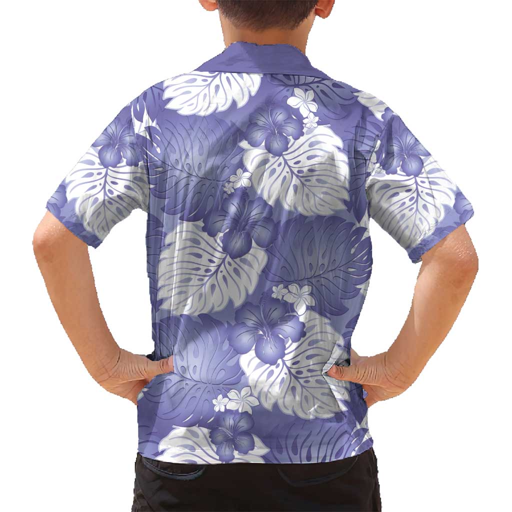 Purple Aloha Hawaii Family Matching Puletasi and Hawaiian Shirt Monstera Hibiscus Plumeria Seamless Vibes LT14 - Polynesian Pride