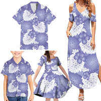 Purple Aloha Hawaii Family Matching Summer Maxi Dress and Hawaiian Shirt Monstera Hibiscus Plumeria Seamless Vibes - Polynesian Pride