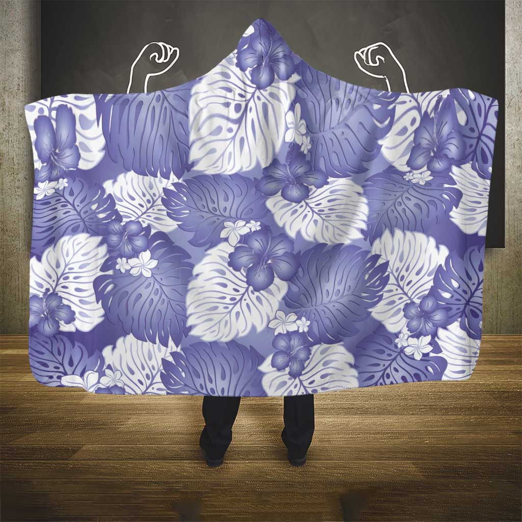 Purple Aloha Hawaii Hooded Blanket Monstera Hibiscus Plumeria Seamless Vibes LT14 - Polynesian Pride