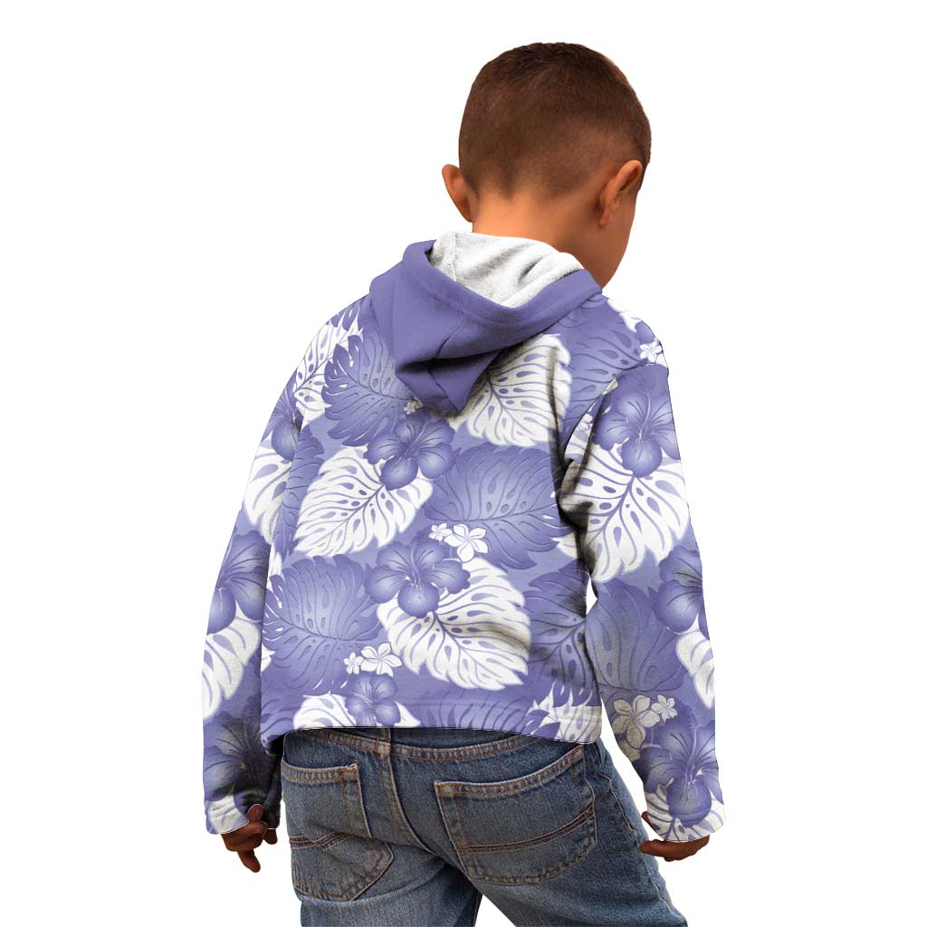 Purple Aloha Hawaii Kid Hoodie Monstera Hibiscus Plumeria Seamless Vibes - Polynesian Pride