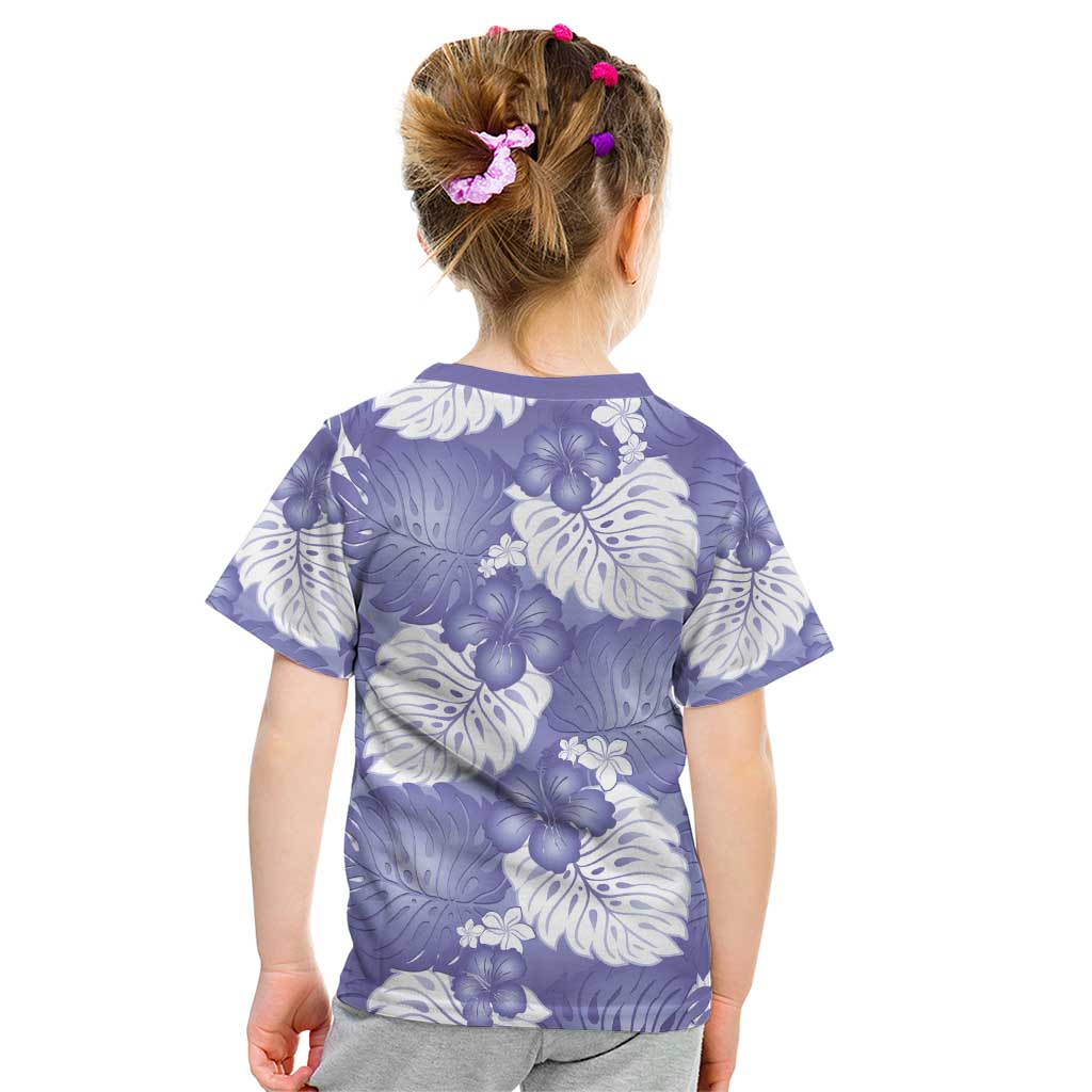 Purple Aloha Hawaii Kid T Shirt Monstera Hibiscus Plumeria Seamless Vibes - Polynesian Pride