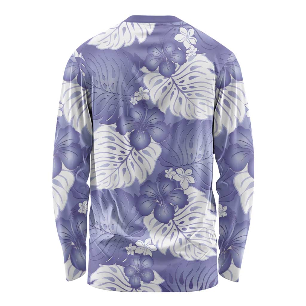 Purple Aloha Hawaii Long Sleeve Shirt Monstera Hibiscus Plumeria Seamless Vibes LT14 - Polynesian Pride