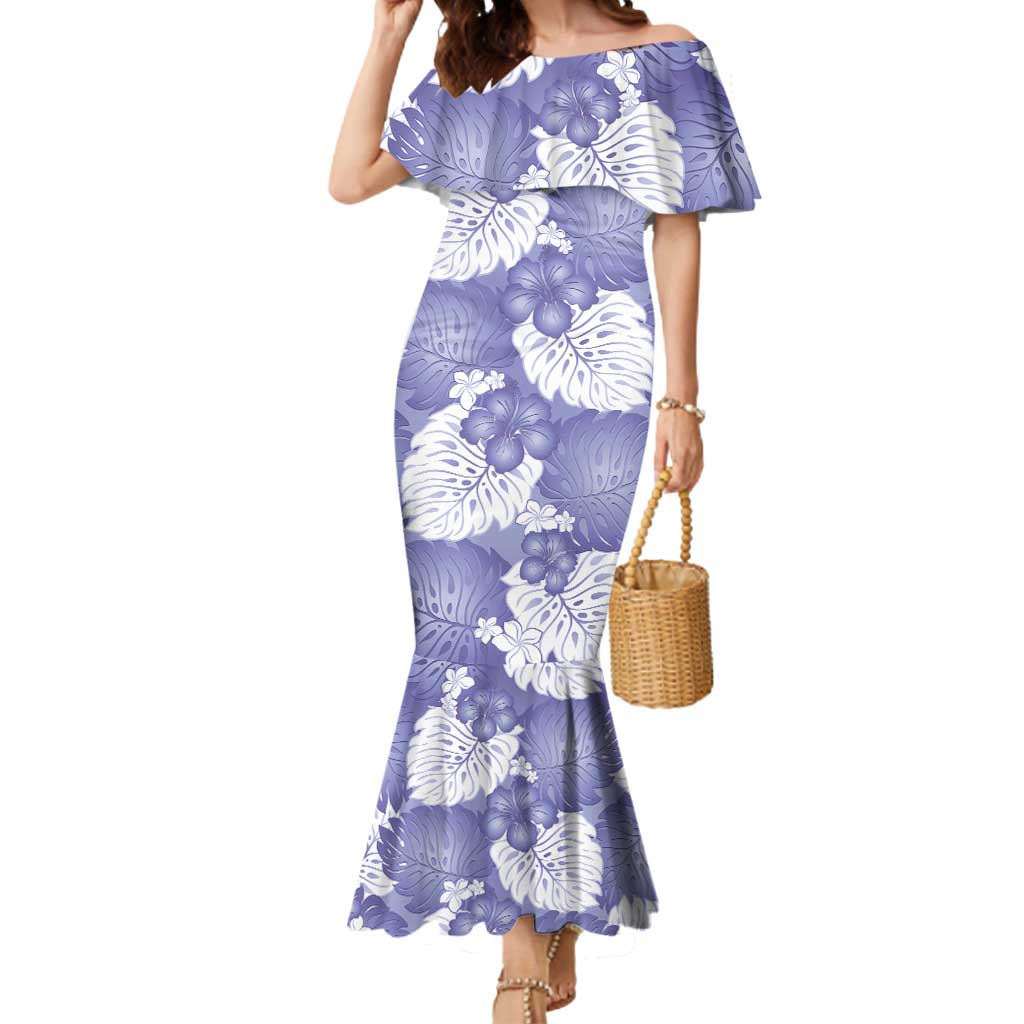 Purple Aloha Hawaii Mermaid Dress Monstera Hibiscus Plumeria Seamless Vibes - Polynesian Pride