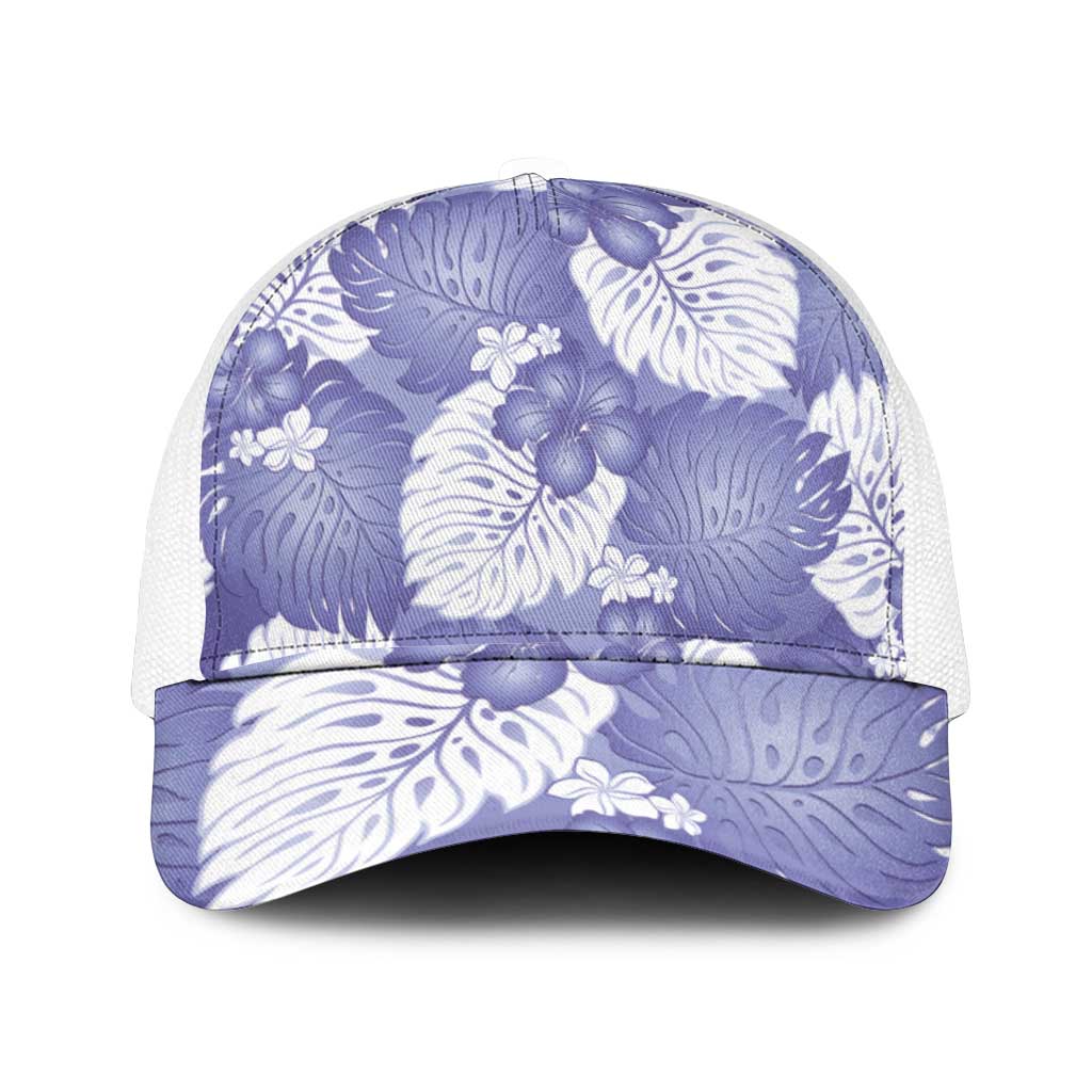 Purple Aloha Hawaii Mesh Trucker Cap Monstera Hibiscus Plumeria Seamless Vibes - Polynesian Pride