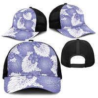 Purple Aloha Hawaii Mesh Trucker Cap Monstera Hibiscus Plumeria Seamless Vibes - Polynesian Pride
