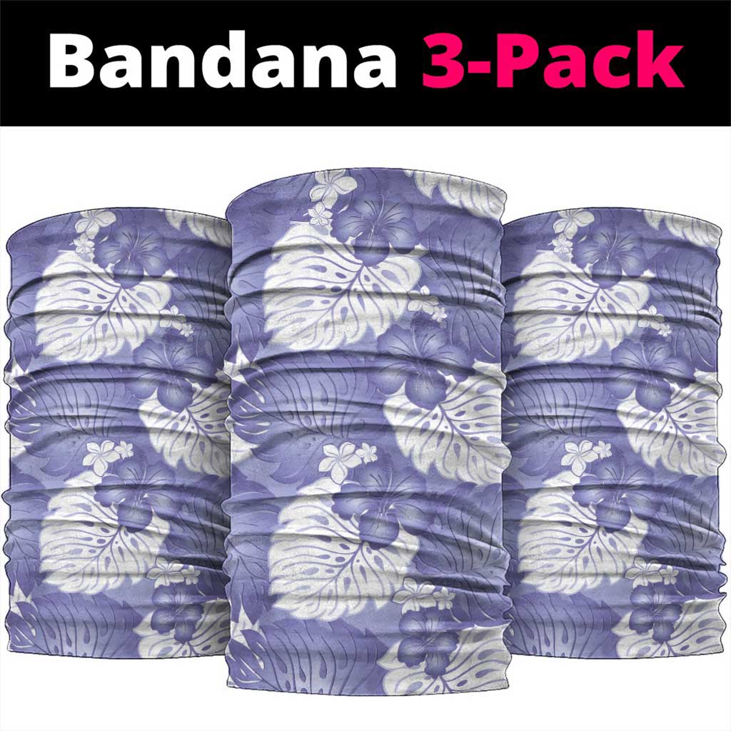 Purple Aloha Hawaii Neck Gaiter Monstera Hibiscus Plumeria Seamless Vibes LT14