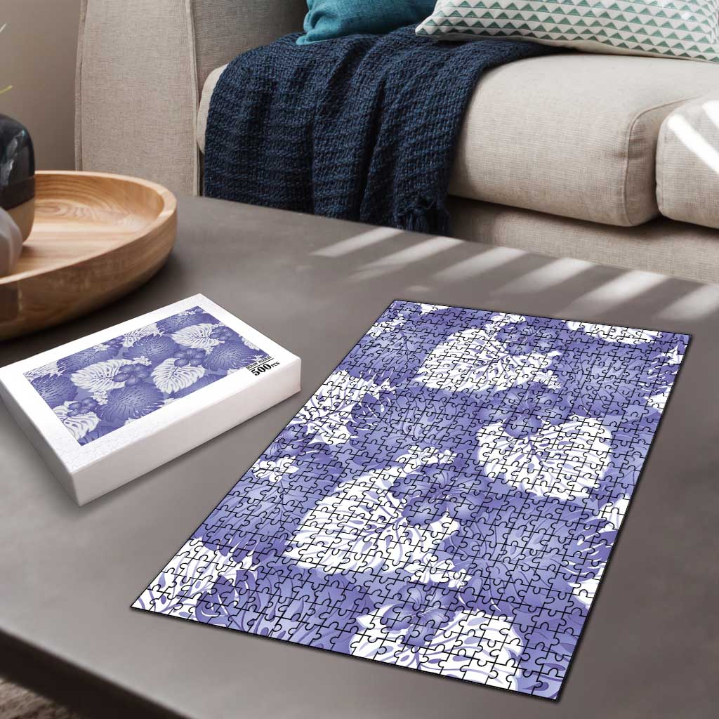 Purple Aloha Hawaii Puzzle Monstera Hibiscus Plumeria Seamless Vibes - Polynesian Pride