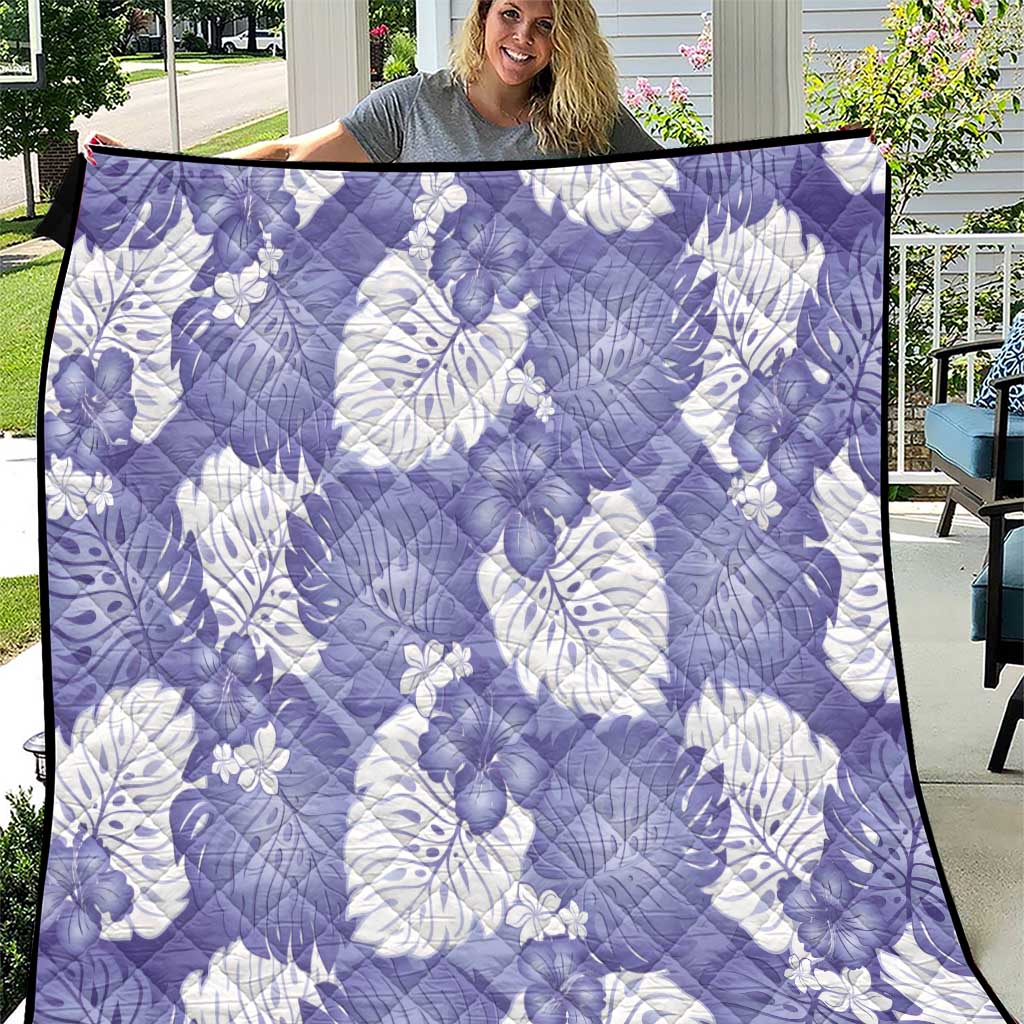Purple Aloha Hawaii Quilt Monstera Hibiscus Plumeria Seamless Vibes - Polynesian Pride