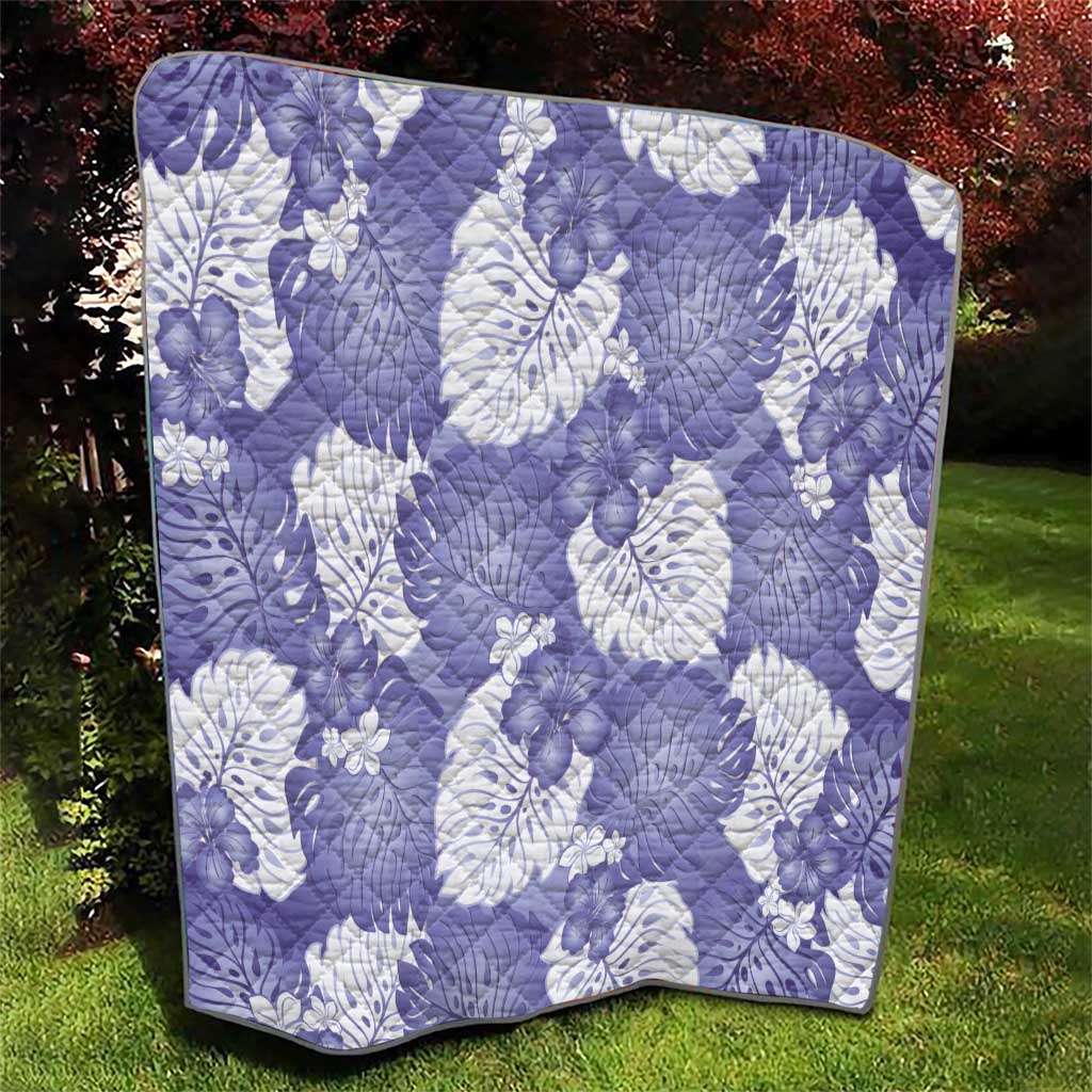 Purple Aloha Hawaii Quilt Monstera Hibiscus Plumeria Seamless Vibes - Polynesian Pride